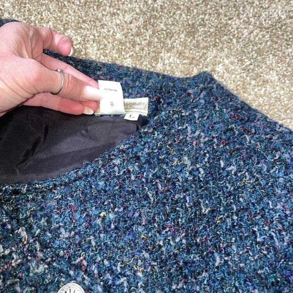 Coldwater Creek Button Up Sherpa Jacket boucle career modest navy blue button up - Picture 4 of 9